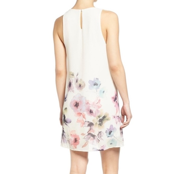 Jella C Women’s Cream Floral Lilies Sleeveless Tent Dress Small Flowy Cocktail - Picture 2 of 13